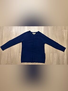 [~8/3 ONLY] Athé Vanessa Bruno Navy Blue Side-Button Crewneck Sweater